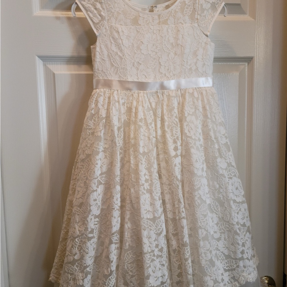 David's Bridal Ivory Lace Kids Dress